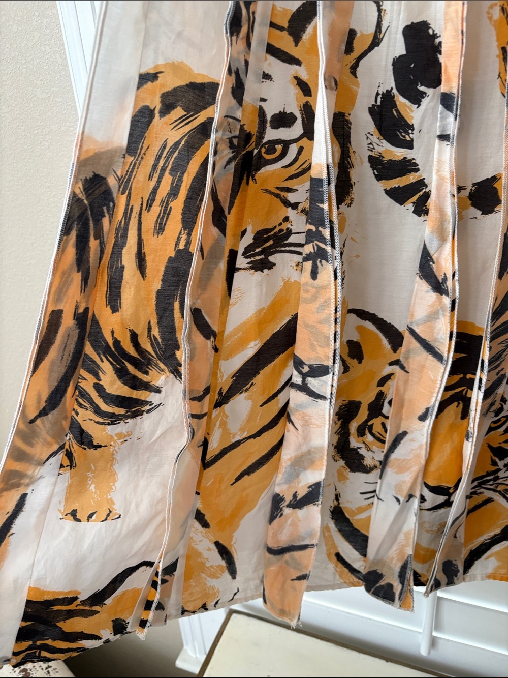 Maeve Long Pleated Maxi Skirt in Mustard, Black and Cream - Picture 3 of 6